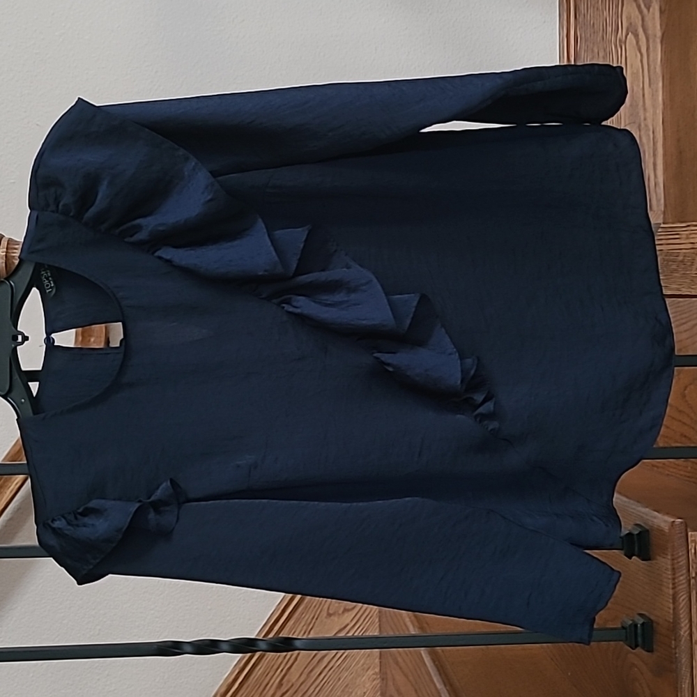 TOPSHOP Navy Blue Long Sleeves Blouse
